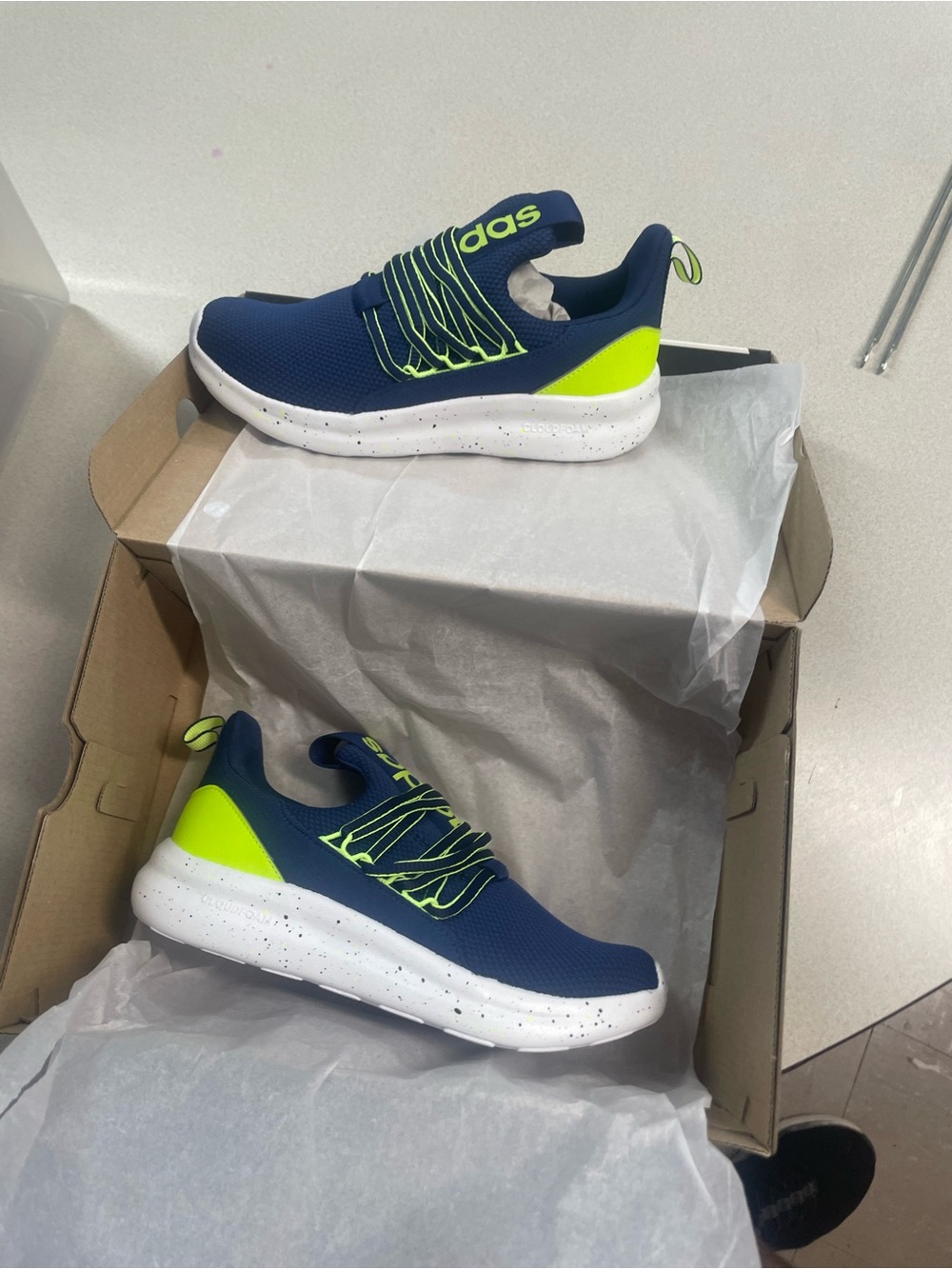 adidas Lite Racer Adapt 7.0 K Navy & Neon Green Slip-On Sneakers